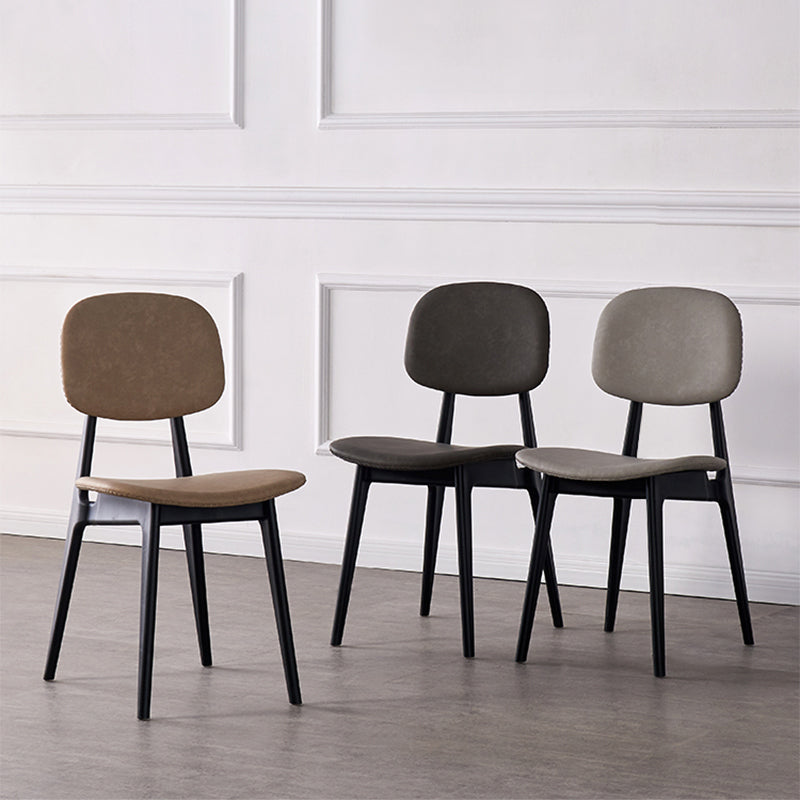 Chaises de salle à manger sans bras en cuir PU, chaise latérale à dossier ouvert avec pieds en plastique