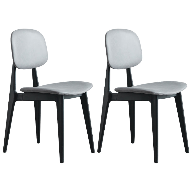 Chaises de salle à manger sans bras en cuir PU, chaise latérale à dossier ouvert avec pieds en plastique