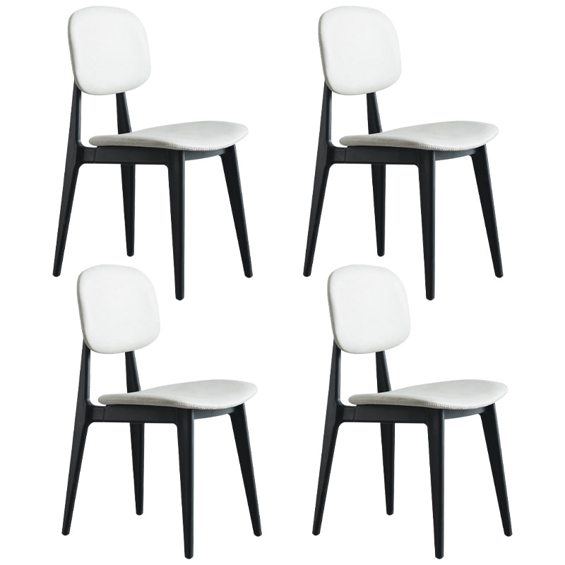 Chaises de salle à manger sans bras en cuir PU, chaise latérale à dossier ouvert avec pieds en plastique