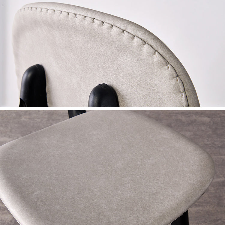 Chaises de salle à manger sans bras en cuir PU, chaise latérale à dossier ouvert avec pieds en plastique