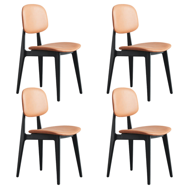 Chaises de salle à manger sans bras en cuir PU, chaise latérale à dossier ouvert avec pieds en plastique