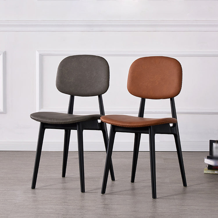 Chaises de salle à manger sans bras en cuir PU, chaise latérale à dossier ouvert avec pieds en plastique