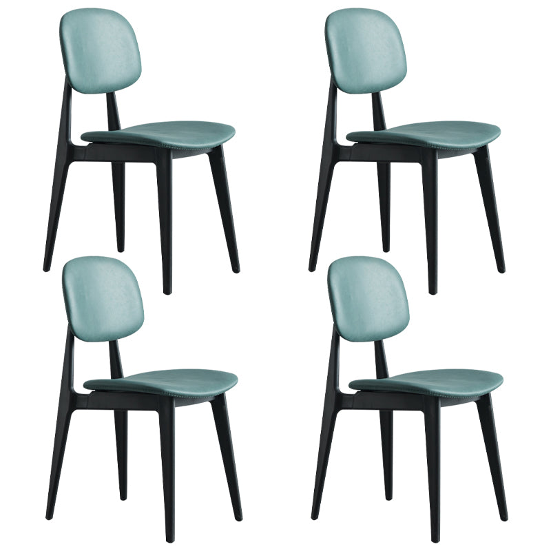 Chaises de salle à manger sans bras en cuir PU, chaise latérale à dossier ouvert avec pieds en plastique