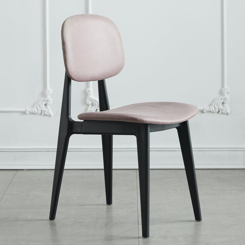 Chaises de salle à manger sans bras en cuir PU, chaise latérale à dossier ouvert avec pieds en plastique