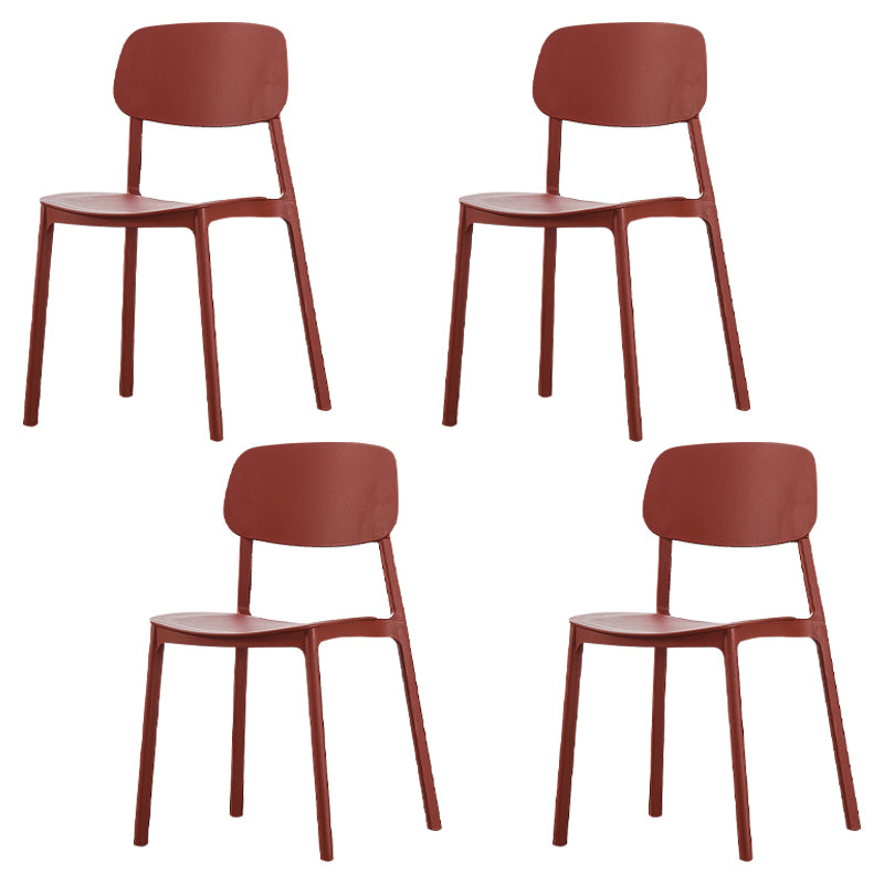 Sillas de comedor sin brazos con respaldo abierto Silla auxiliar de comedor apilable de plástico (juego de 4)