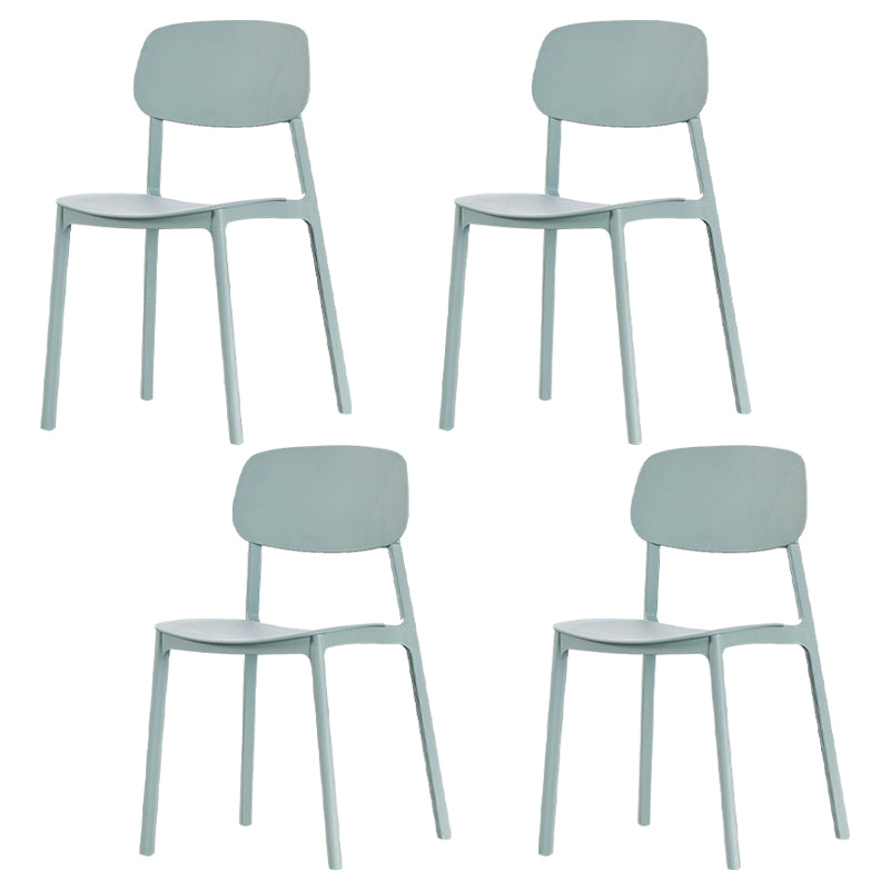 Sillas de comedor sin brazos con respaldo abierto Silla auxiliar de comedor apilable de plástico (juego de 4)