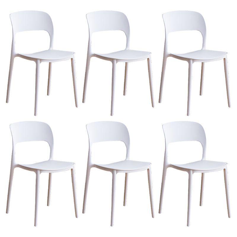 Contemporary Plastic Dining Room Chairs Armless Open Back Dining Side Chair for Room Use