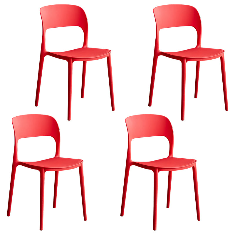 Contemporary Plastic Dining Room Chairs Armless Open Back Dining Side Chair for Room Use