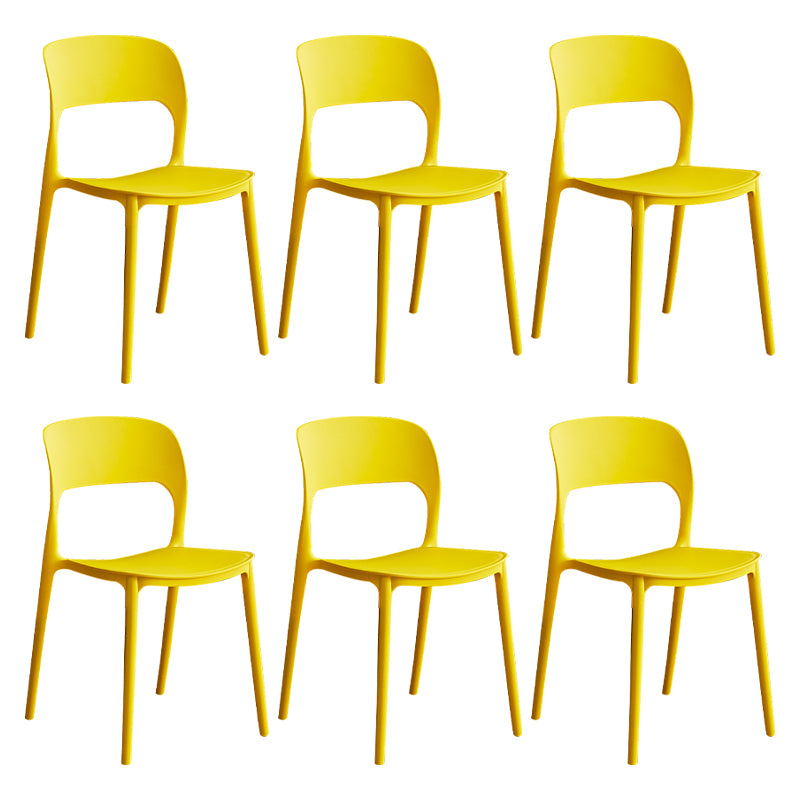 Contemporary Plastic Dining Room Chairs Armless Open Back Dining Side Chair for Room Use