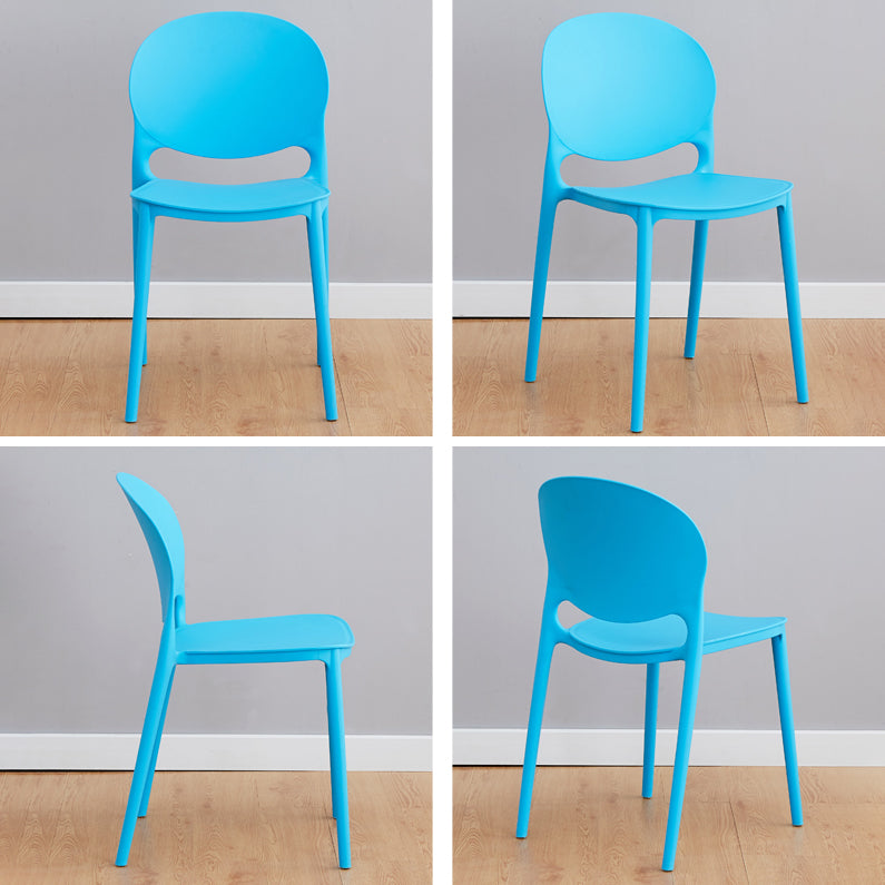 Modern Plastic Dining Room Chairs Open Back Dining Side Armless Chair for Restaurant