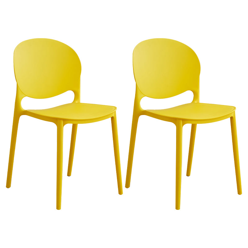 Modern Plastic Dining Room Chairs Open Back Dining Side Armless Chair for Restaurant