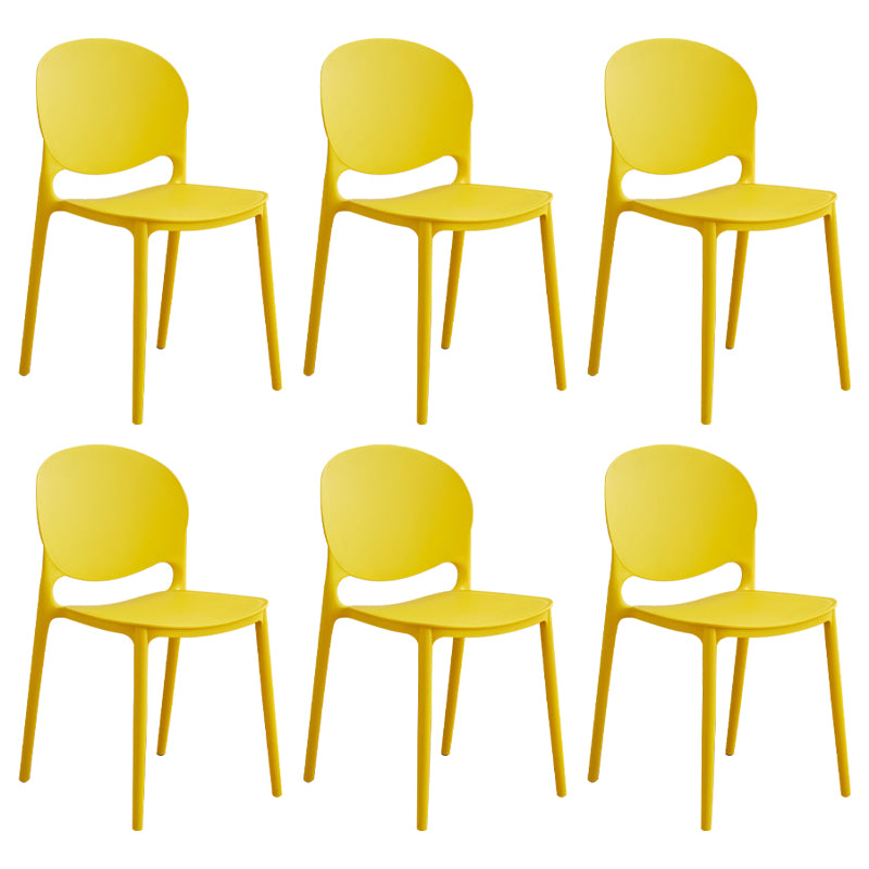Modern Plastic Dining Room Chairs Open Back Dining Side Armless Chair for Restaurant
