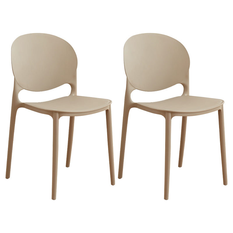 Modern Plastic Dining Room Chairs Open Back Dining Side Armless Chair for Restaurant