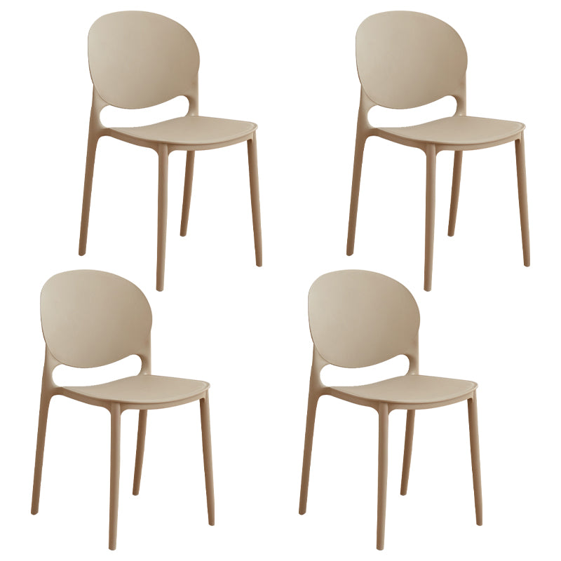 Modern Plastic Dining Room Chairs Open Back Dining Side Armless Chair for Restaurant
