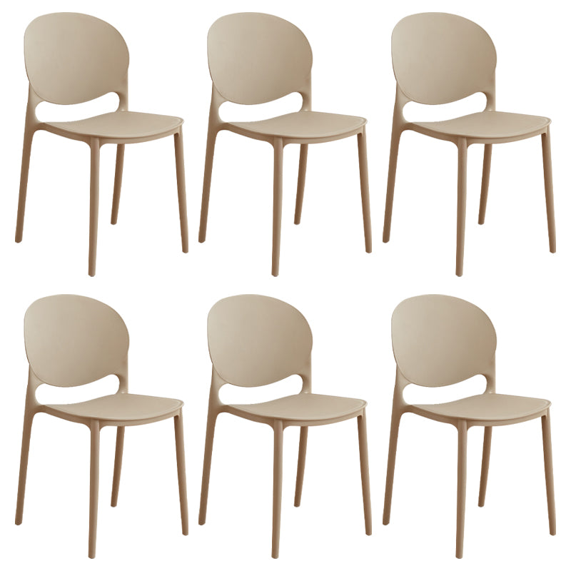 Modern Plastic Dining Room Chairs Open Back Dining Side Armless Chair for Restaurant