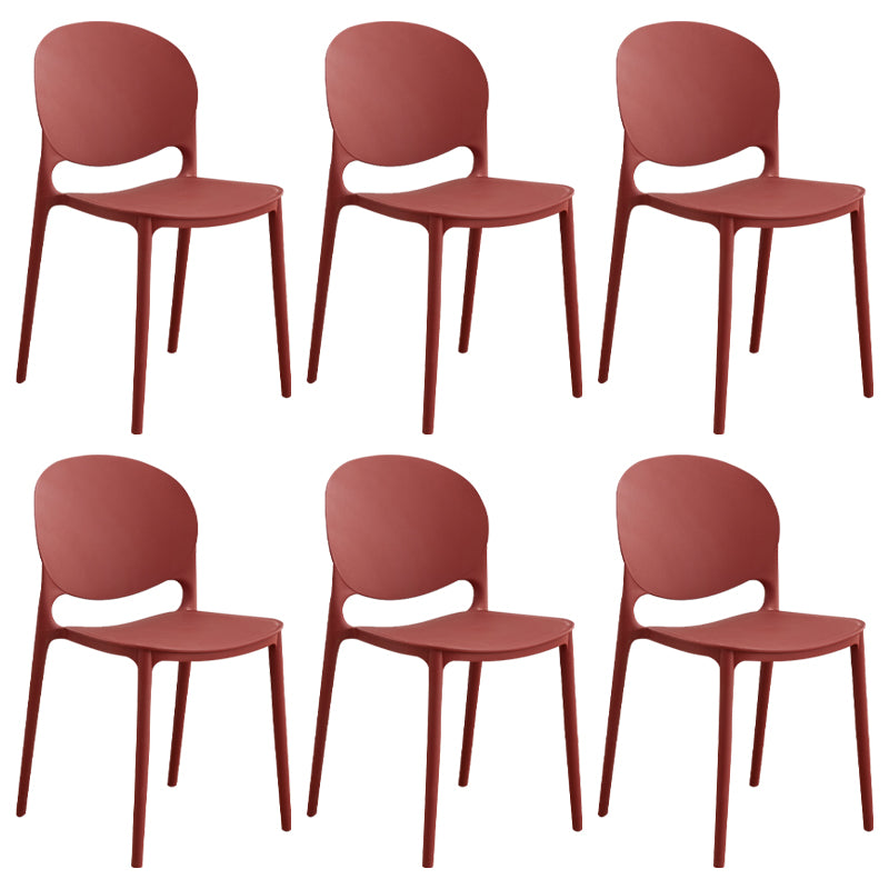 Modern Plastic Dining Room Chairs Open Back Dining Side Armless Chair for Restaurant