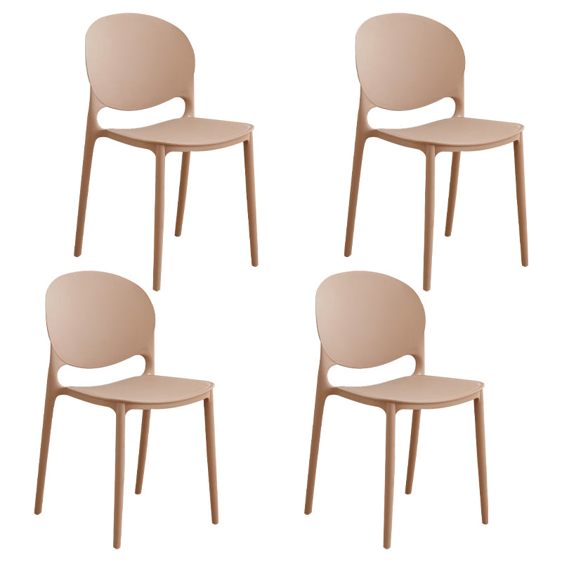 Modern Plastic Dining Room Chairs Open Back Dining Side Armless Chair for Restaurant