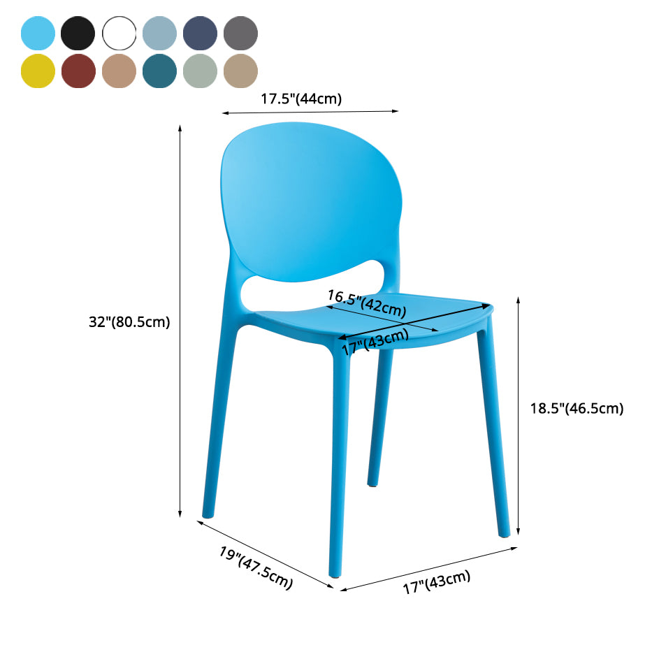 Modern Plastic Dining Room Chairs Open Back Dining Side Armless Chair for Restaurant