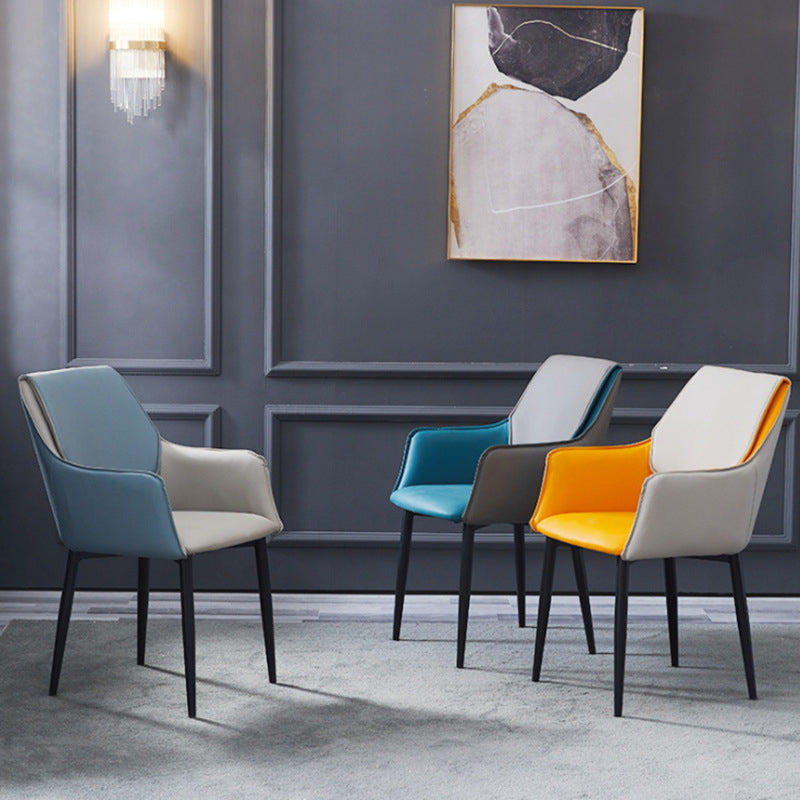 Chaise de salle à manger tapissée en métal à dossier solide, fauteuil contemporain d'intérieur