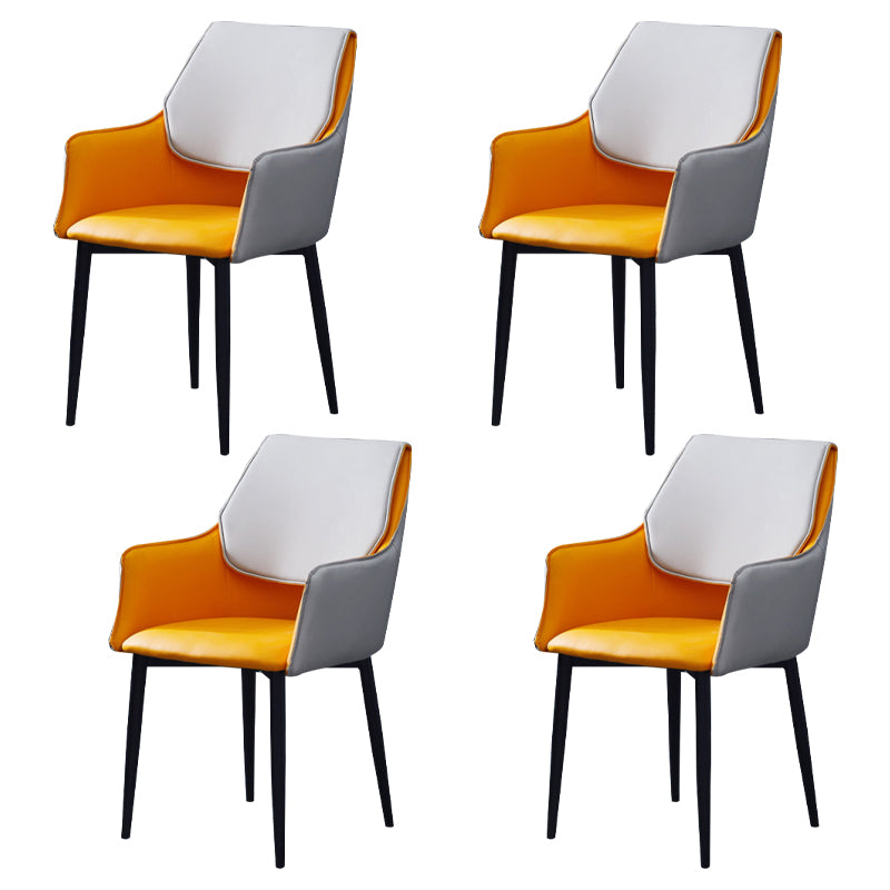 Chaise de salle à manger tapissée en métal à dossier solide, fauteuil contemporain d'intérieur