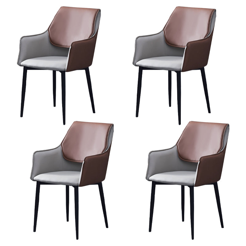 Chaise de salle à manger tapissée en métal à dossier solide, fauteuil contemporain d'intérieur