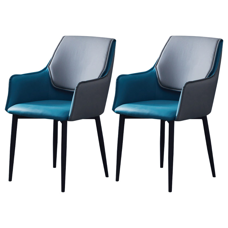 Chaise de salle à manger tapissée en métal à dossier solide, fauteuil contemporain d'intérieur
