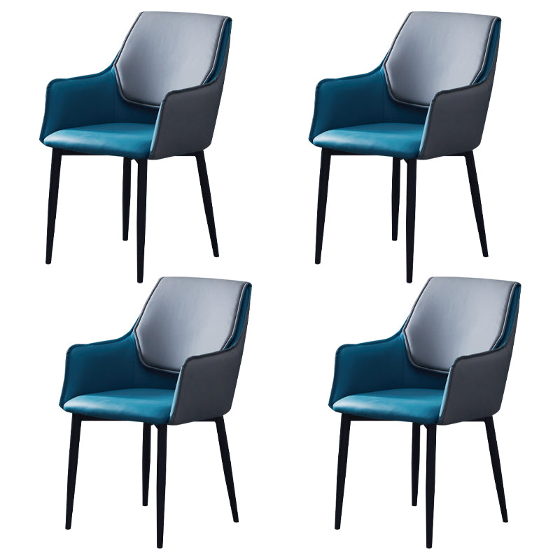 Chaise de salle à manger tapissée en métal à dossier solide, fauteuil contemporain d'intérieur