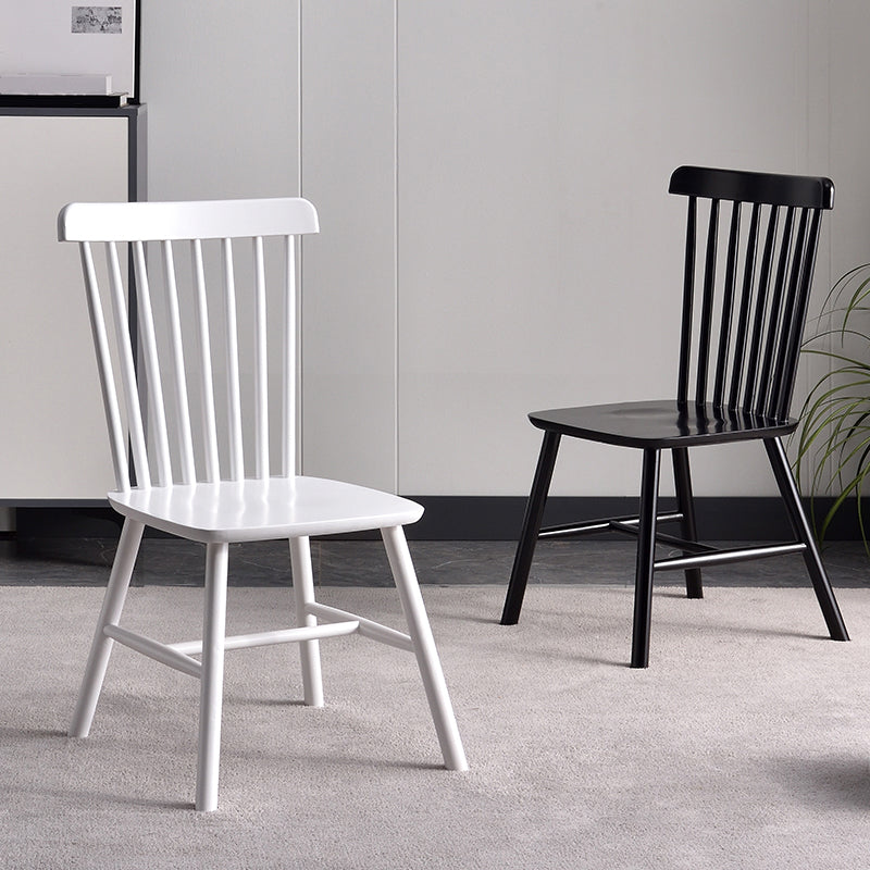 Chaise d'appoint contemporaine en bois d'hévéa Chaise de salle à manger à dossier Windsor en bois (Ensemble de 2)