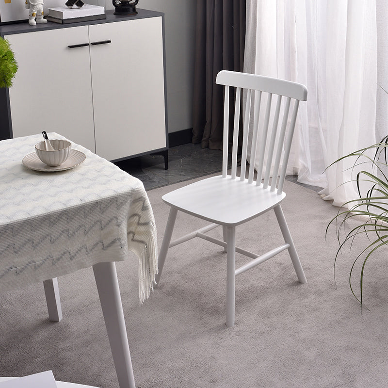 Chaise d'appoint contemporaine en bois d'hévéa Chaise de salle à manger à dossier Windsor en bois (Ensemble de 2)