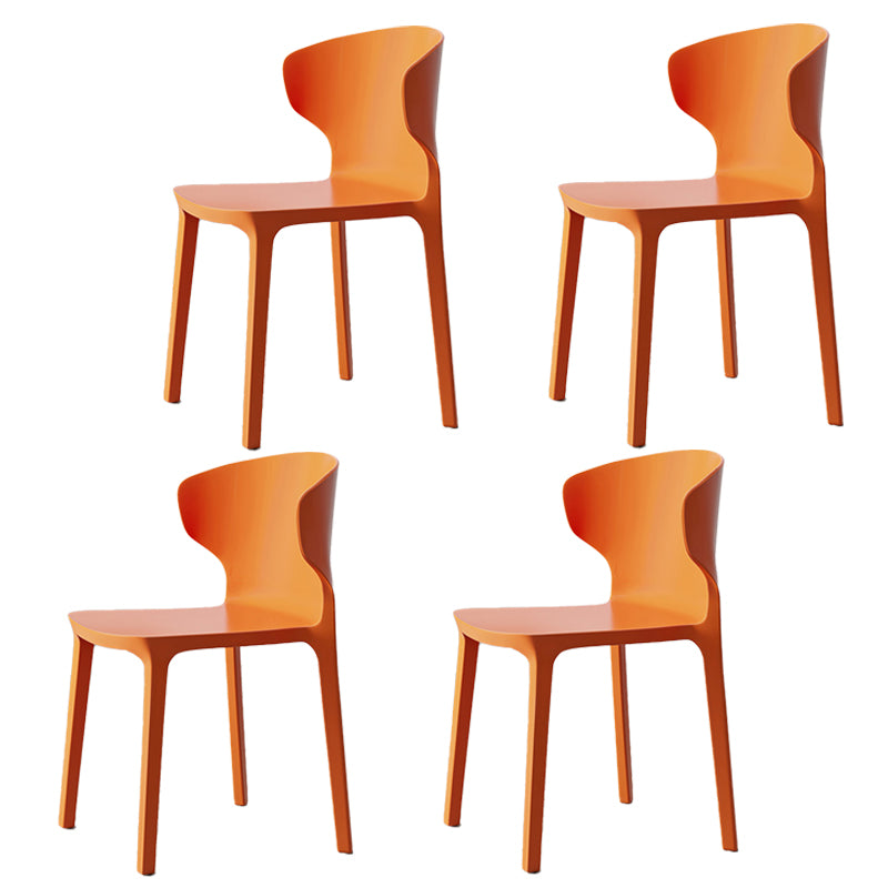 Scandinavian Meeting Room Plastic Side Chair Matte Finish Wingback Dining Chair (Set of 4)