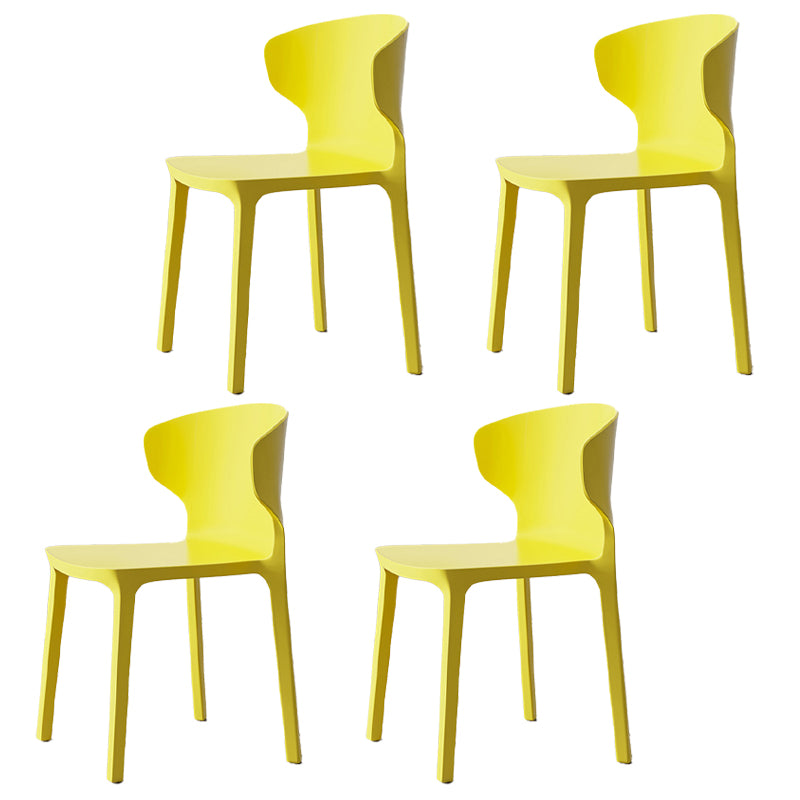 Scandinavian Meeting Room Plastic Side Chair Matte Finish Wingback Dining Chair (Set of 4)