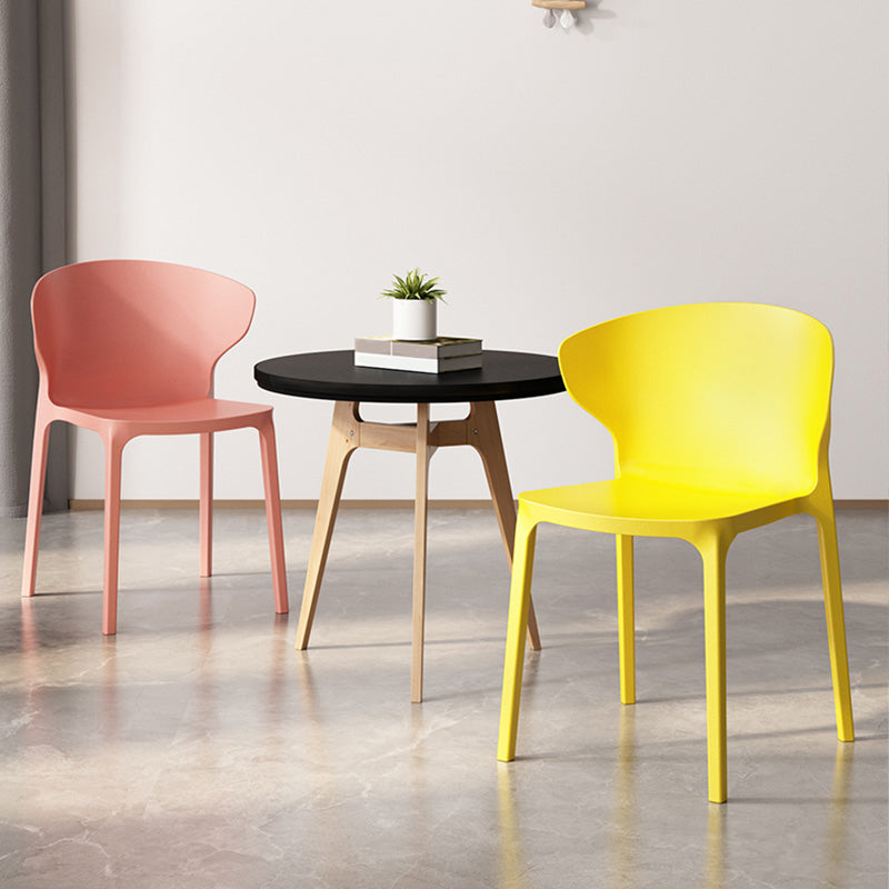 Scandinavian Meeting Room Plastic Side Chair Matte Finish Wingback Dining Chair (Set of 4)