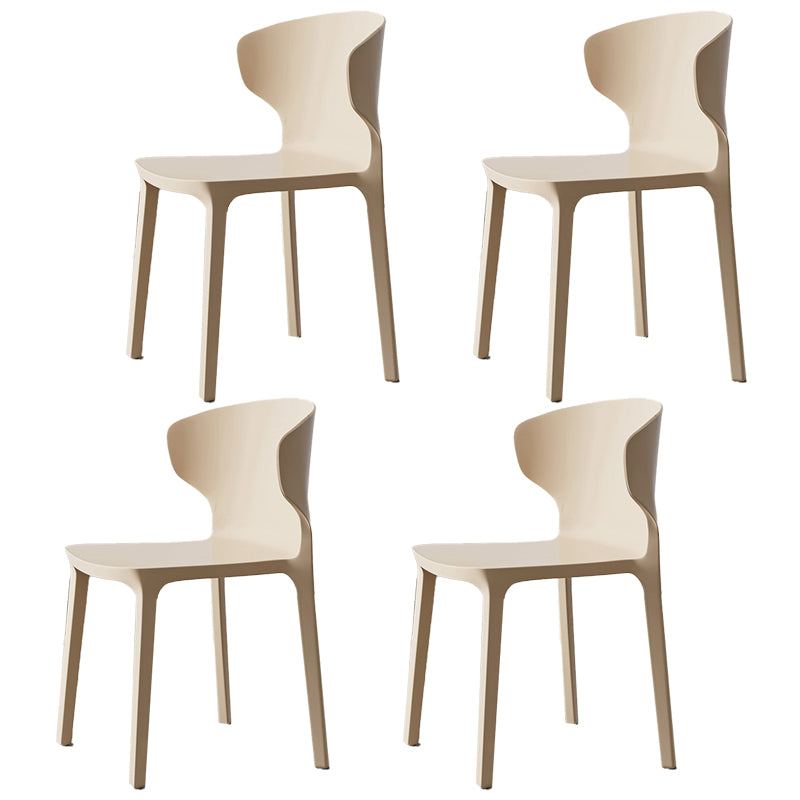 Scandinavian Meeting Room Plastic Side Chair Matte Finish Wingback Dining Chair (Set of 4)