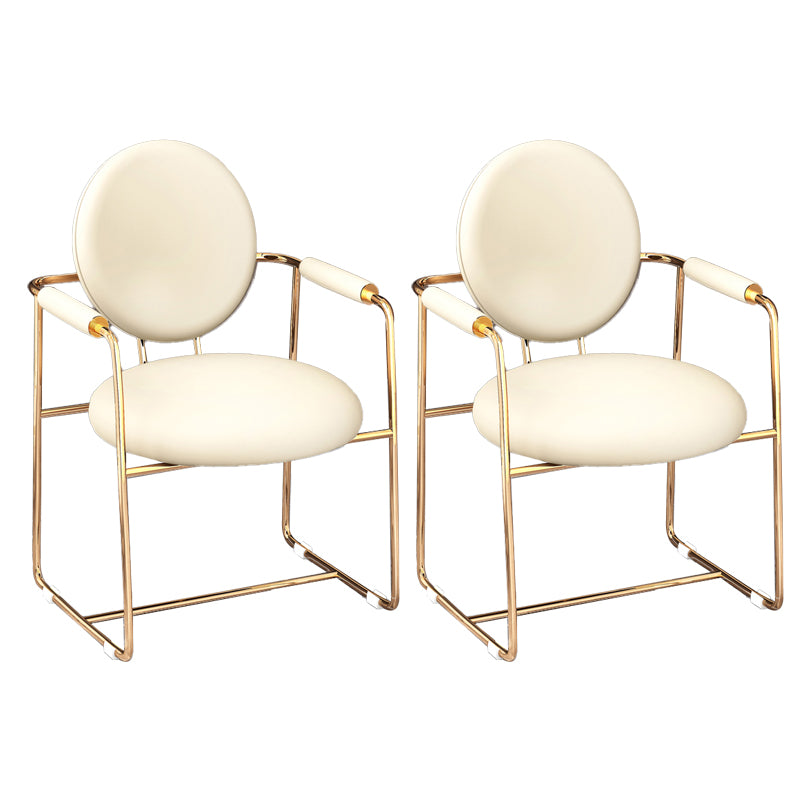 Scandinavian Style Upholstered Arm Side Chairs Open Back Dining Side Chairs (Set of 2)