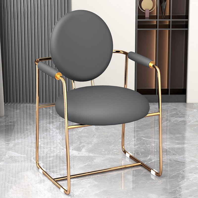Scandinavian Style Upholstered Arm Side Chairs Open Back Dining Side Chairs (Set of 2)