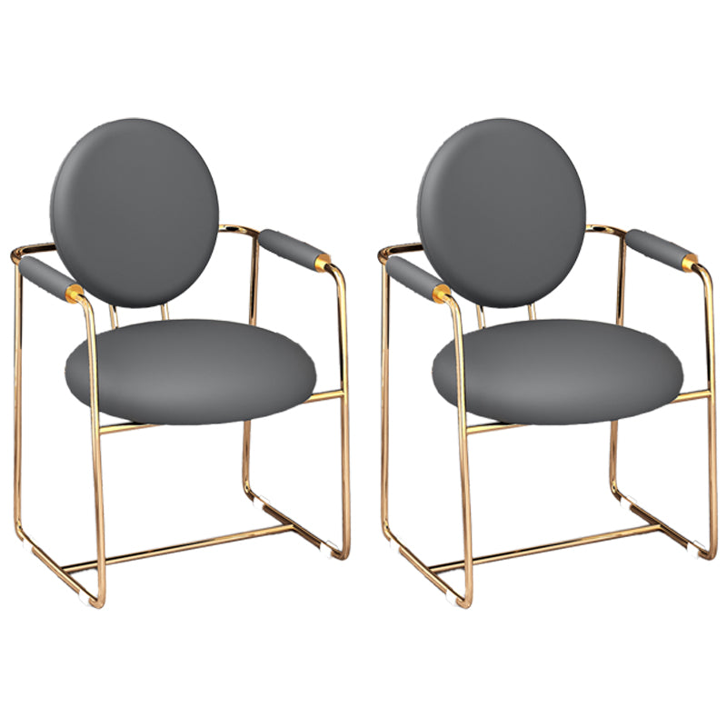 Scandinavian Style Upholstered Arm Side Chairs Open Back Dining Side Chairs (Set of 2)