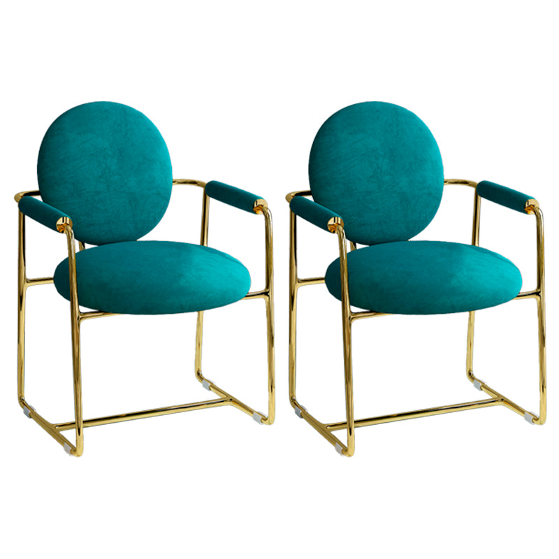 Scandinavian Style Upholstered Arm Side Chairs Open Back Dining Side Chairs (Set of 2)