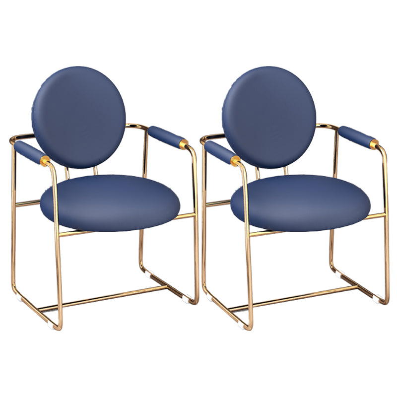 Scandinavian Style Upholstered Arm Side Chairs Open Back Dining Side Chairs (Set of 2)