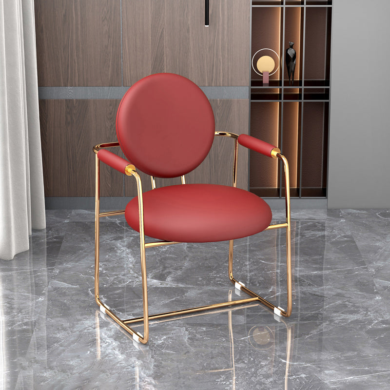 Scandinavian Style Upholstered Arm Side Chairs Open Back Dining Side Chairs (Set of 2)