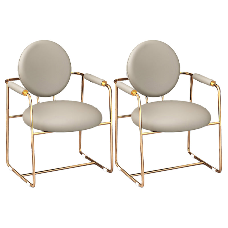 Scandinavian Style Upholstered Arm Side Chairs Open Back Dining Side Chairs (Set of 2)