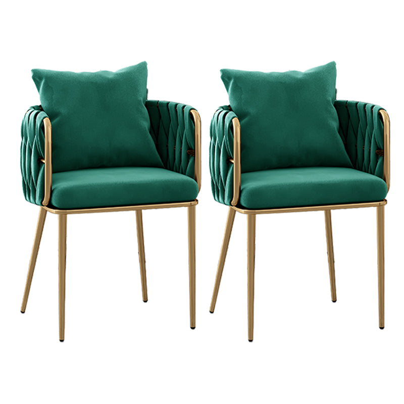 Chaises à dossier en baril rembourrées de style Glam, chaises de salle à manger en tissu de lin pour usage domestique