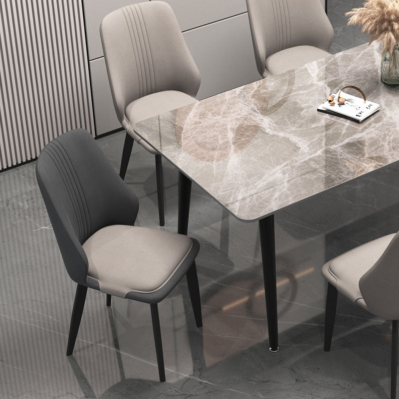 Chaises de salle à manger en cuir de style moderne, chaises latérales de salle à manger sans bras à dos solide