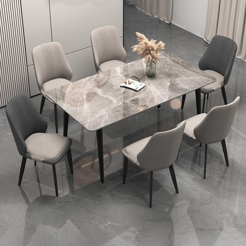 Chaises de salle à manger en cuir de style moderne, chaises latérales de salle à manger sans bras à dos solide