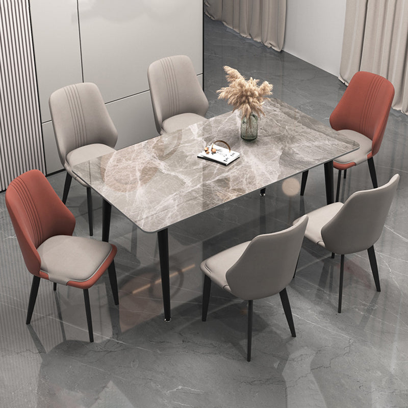 Chaises de salle à manger en cuir de style moderne, chaises latérales de salle à manger sans bras à dos solide