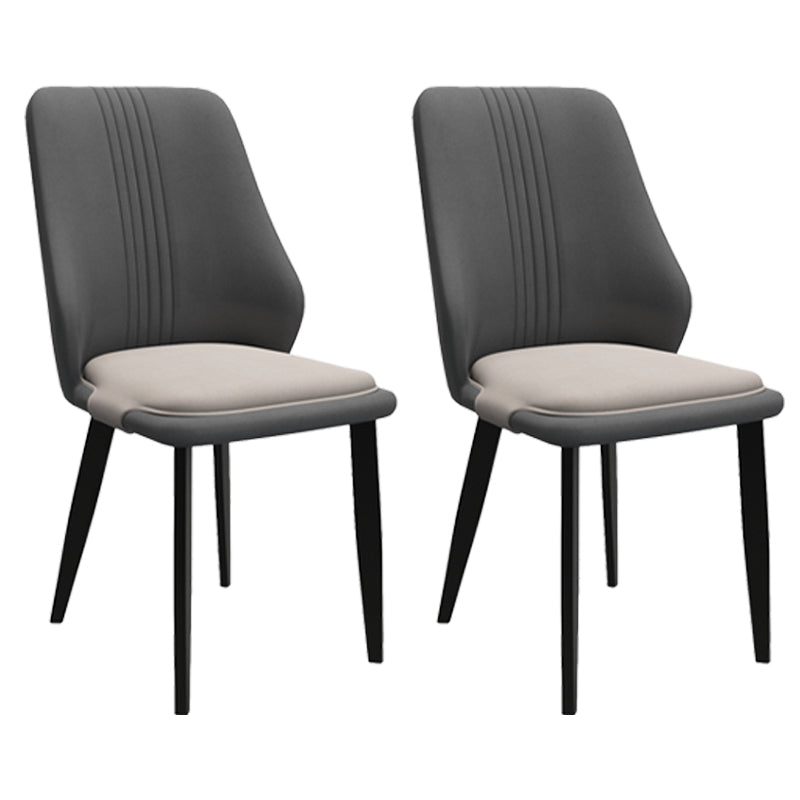 Chaises de salle à manger en cuir de style moderne, chaises latérales de salle à manger sans bras à dos solide