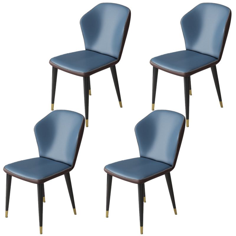 Sillas laterales Wingback Parsons de estilo minimalista, sillas de comedor de cuero para cocina (juego de 4)