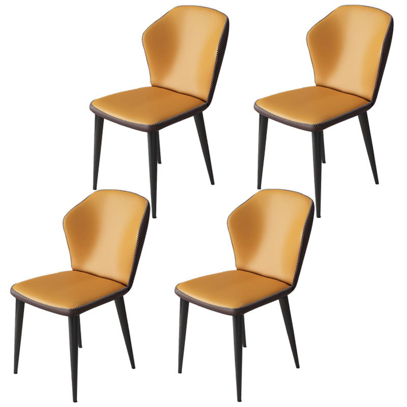 Sillas laterales Wingback Parsons de estilo minimalista, sillas de comedor de cuero para cocina (juego de 4)