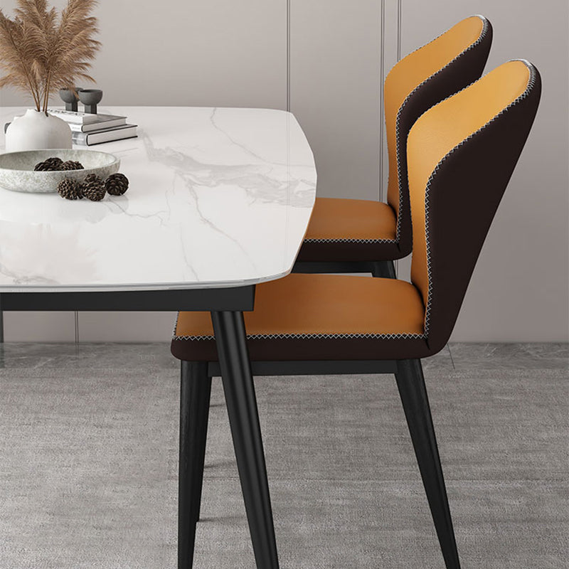 Sillas laterales Wingback Parsons de estilo minimalista, sillas de comedor de cuero para cocina (juego de 4)