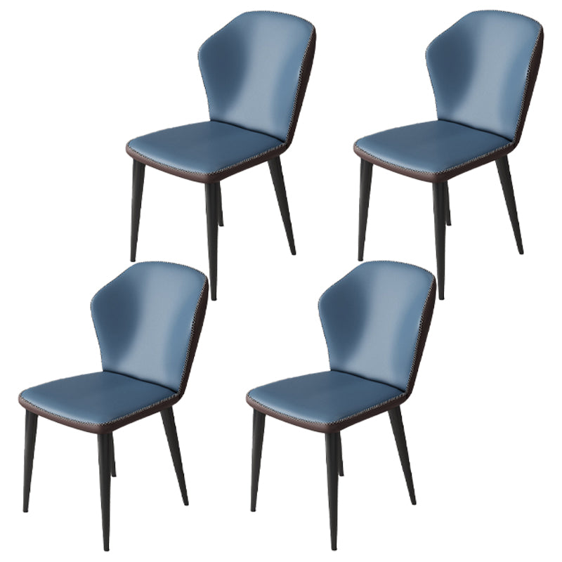 Sillas laterales Wingback Parsons de estilo minimalista, sillas de comedor de cuero para cocina (juego de 4)