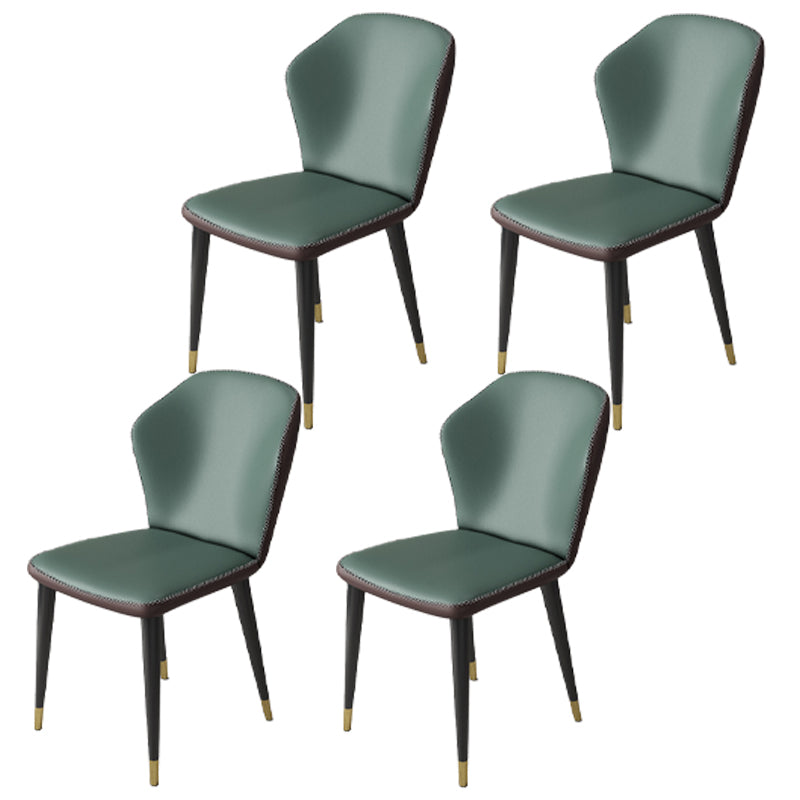 Sillas laterales Wingback Parsons de estilo minimalista, sillas de comedor de cuero para cocina (juego de 4)